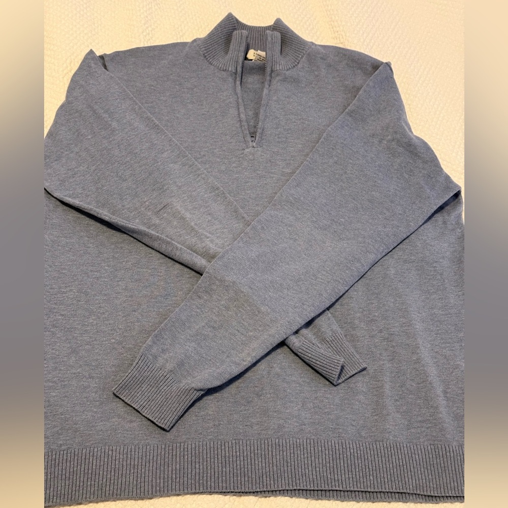 Barneys New York Men's Zip Up Blue-Gray Sweater